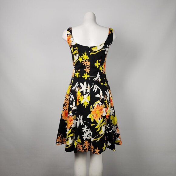 Joseph Ribkoff Black Floral Fit & Flare Dress Size 6 - Picture 6 of 9